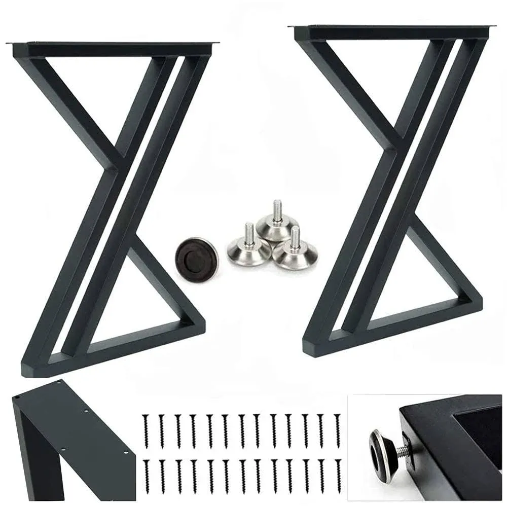 Metal Industrial Dining Modern Table Legs Desk Legs Base Cast Iron Welding Wrought Iron Coffee Table Bench Legs Night Stand Office Table 28 inch Triangle Shape Black DIY (1 Set of 2 pcs) 28" H x19.7