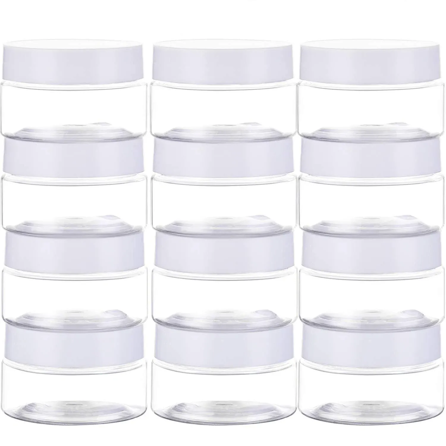 12 Pack Clear Plastic Storage Favor Jars Wide-Mouth Plastic Containers with Lids for Beauty Products