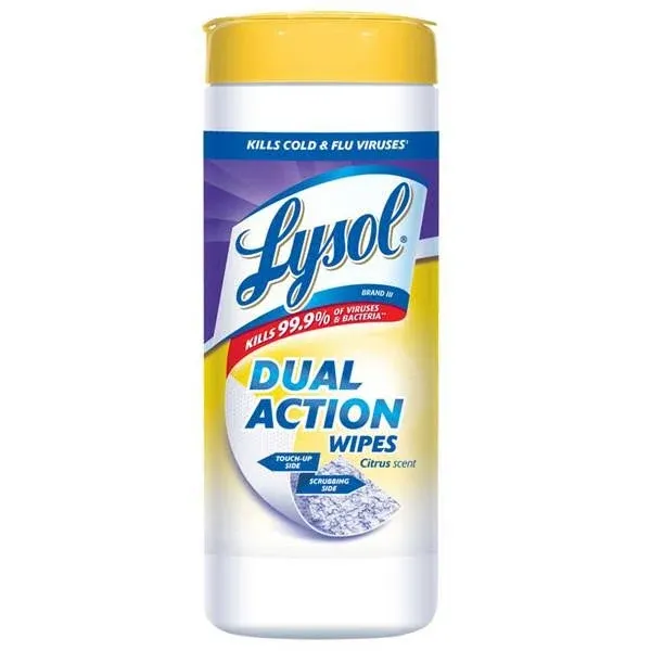 Lysol Dual Action Disinfecting Wipes, Citrus Scented - 35 count