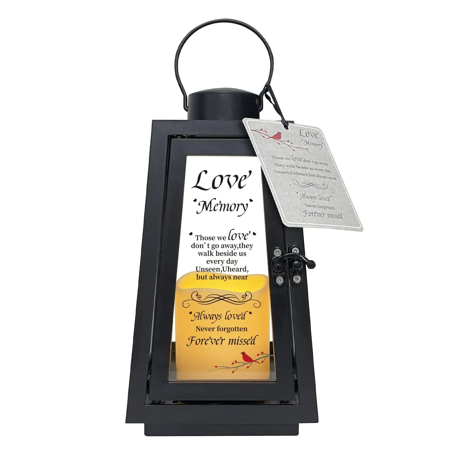 Sympathy Gift Memorial Lantern with Flickering LED Candle for Loss of 