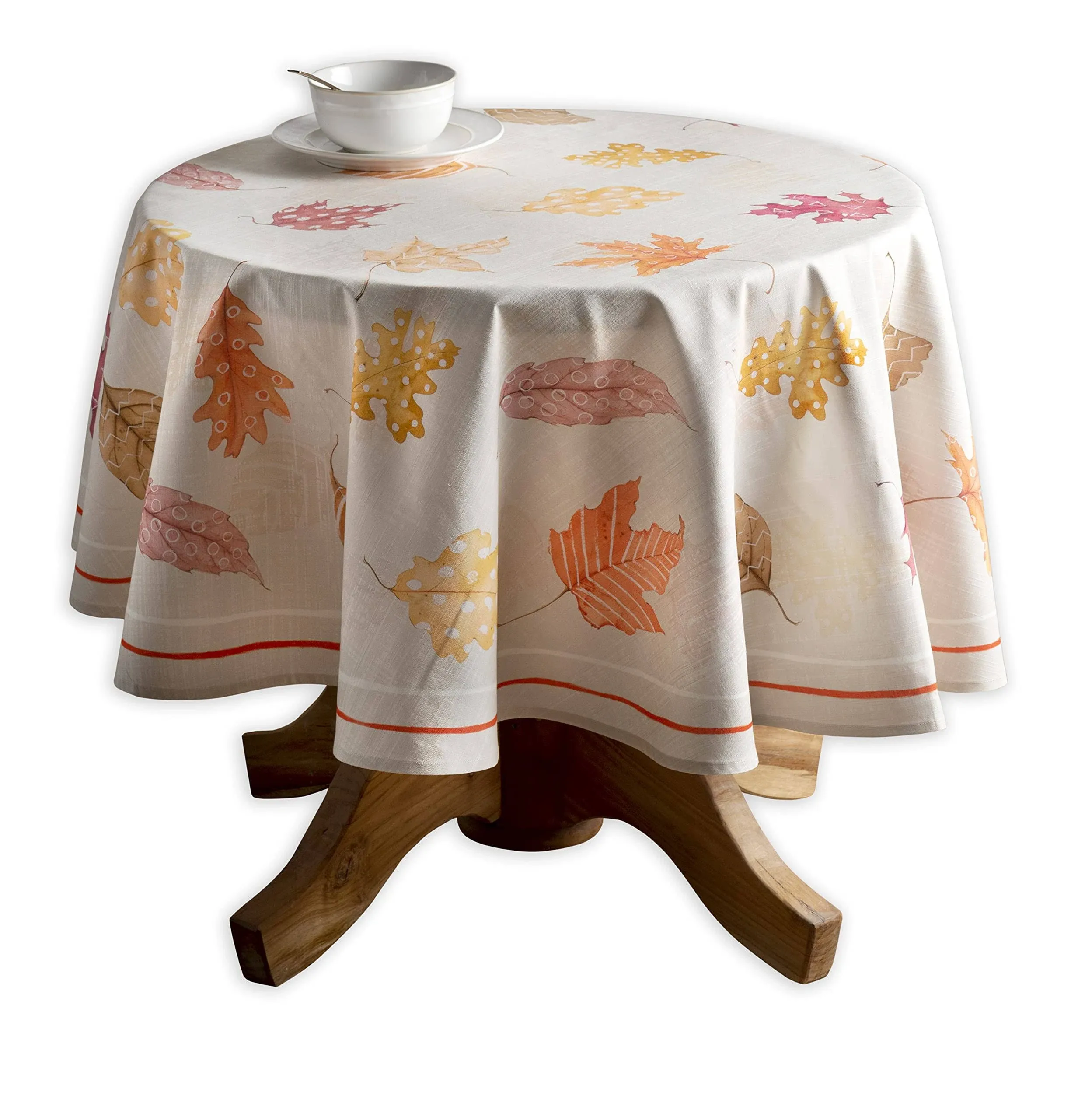 Maison d' Hermine 100% Cotton Table Cover - 63" Diameter Round Decorative Tablecloth - Tablecloths for Dining, Home, Farmhouse & Party - for Thanksgiving & Christmas - Colors of Autumn Collection