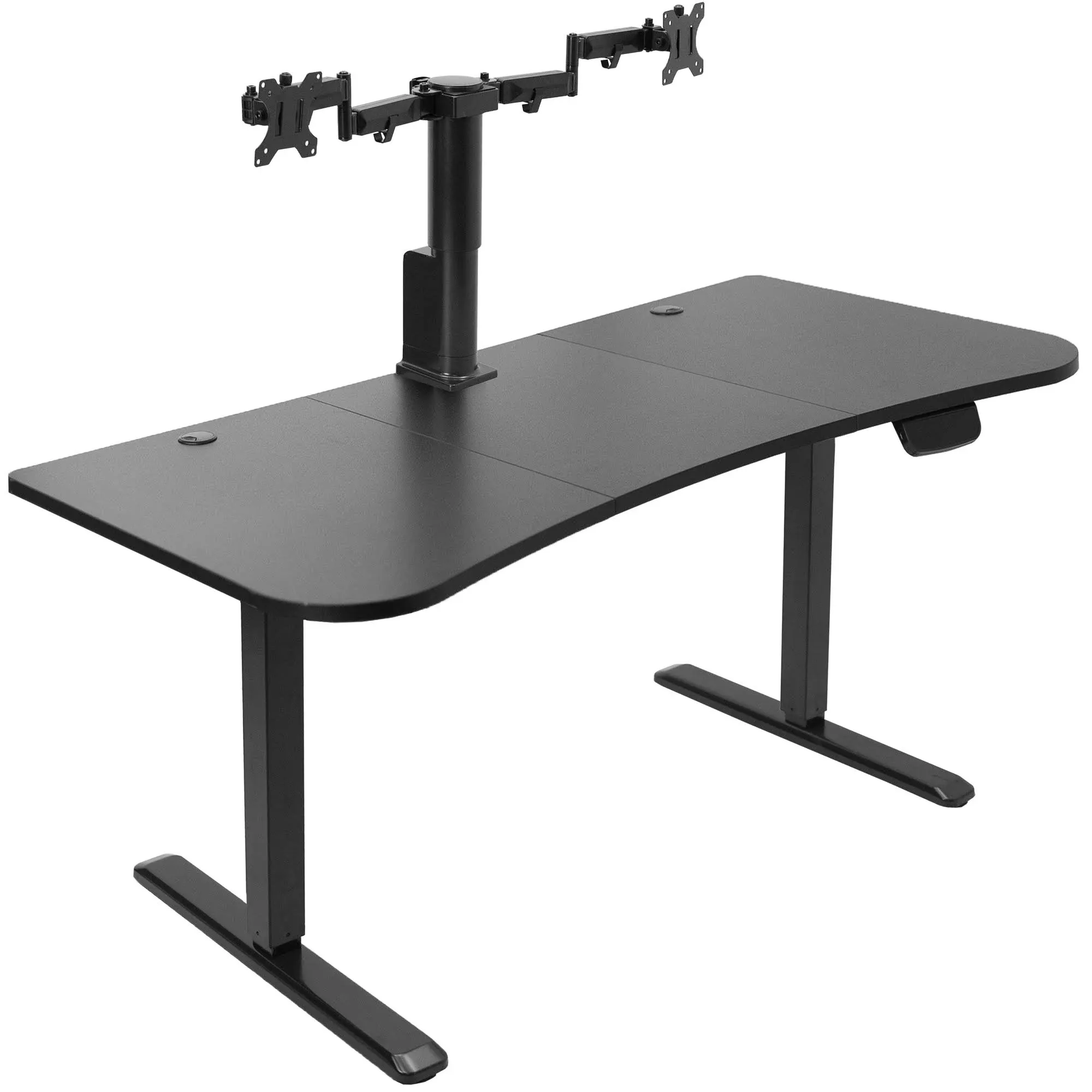 VIVO Black 63&#034; x 32&#034; Electric Stand Up Desk with Motorized Dual Monitor Mount