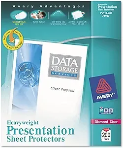 Avery Top-Load Poly Sheet Protectors Heavy Letter Diamond Clear 200/Box