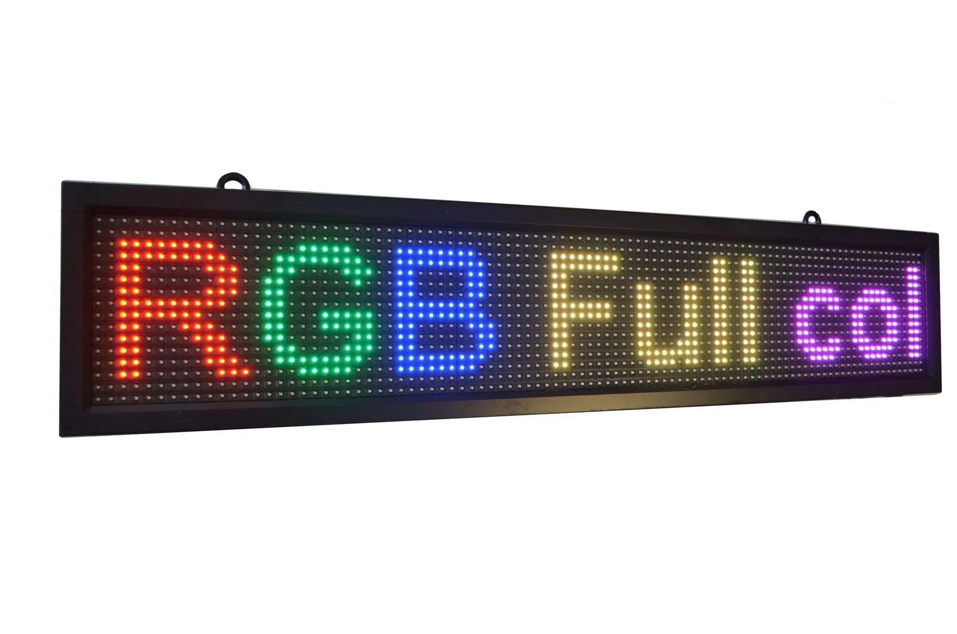 LED display 27"x14" with WIFI FULL color sign with high resolution P10 and new SMD technology. HIGH BRIGHTNESS programmable scrolling sign, Perfect solution for advertising, message board, for outdoor and indoor use .