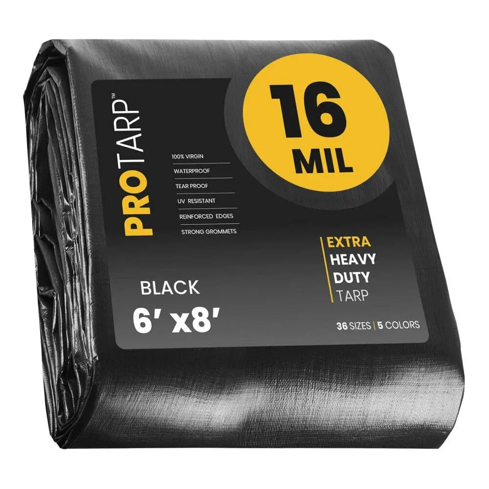 10 ft. x 10 ft. Black Polyethylene Heavy Duty 16 Mil Tarp, Waterproof, UV Resistant, Rip and Tear Proof