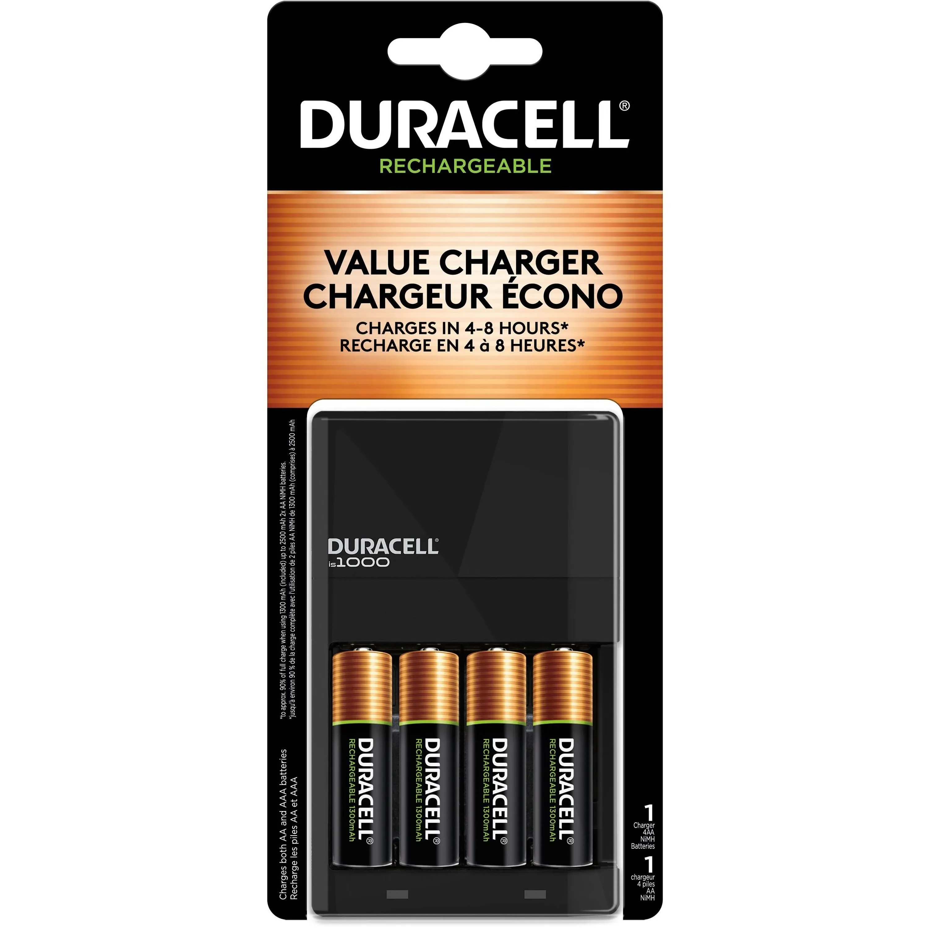 Ion Speed 1000 Advanced Charger, Includes 4 AA NiMH Batteries Duracell