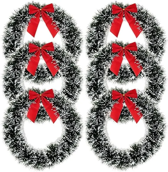 Gift Boutique 6 Christmas Front Door with Red Bow 13" Winter Decoration Wall Decor Hanging Wreaths Kitchen Decorations Artificial Home Decor Holiday Indoor Window