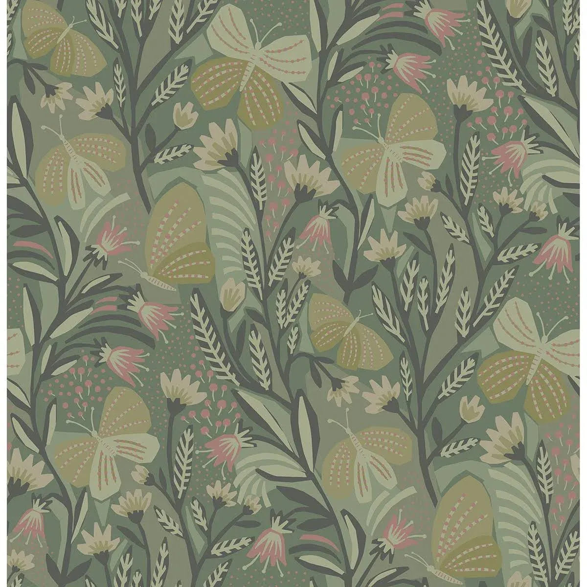 PIP & Lo PLS4204: Sage Papillon Flutter Peel & Stick Wallpaper