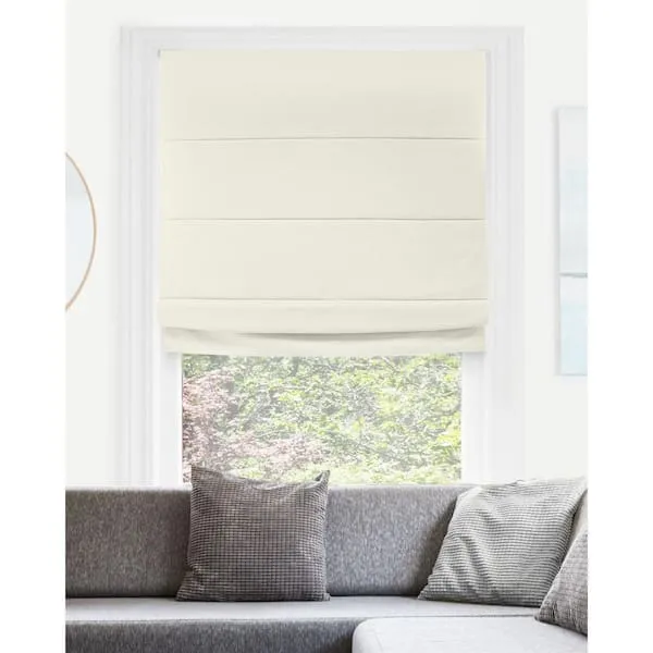 CHICOLOGY Roman Shades for Windows, Roman Window Shades, Roman Shades, Blackout Shades, Window Treatments, Window Shades for Home, Window Shade, 34" W X 64" H, Del Mar Moon Shell (Blackout)