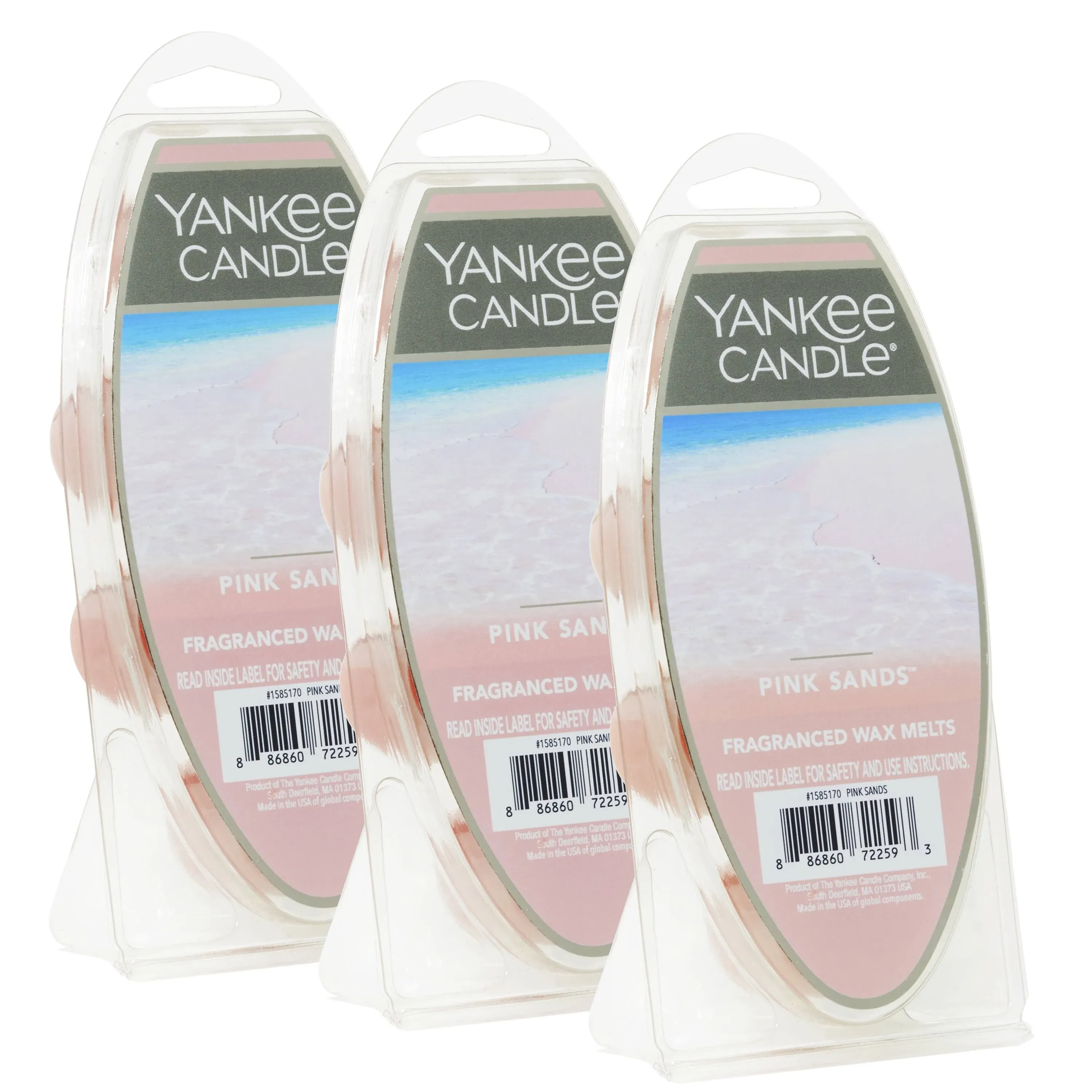 Yankee Candle Pink Sands Wax Melts, 18 in Total (3 Packs of 6), Light Pink for Candle Making and Home Fragrance