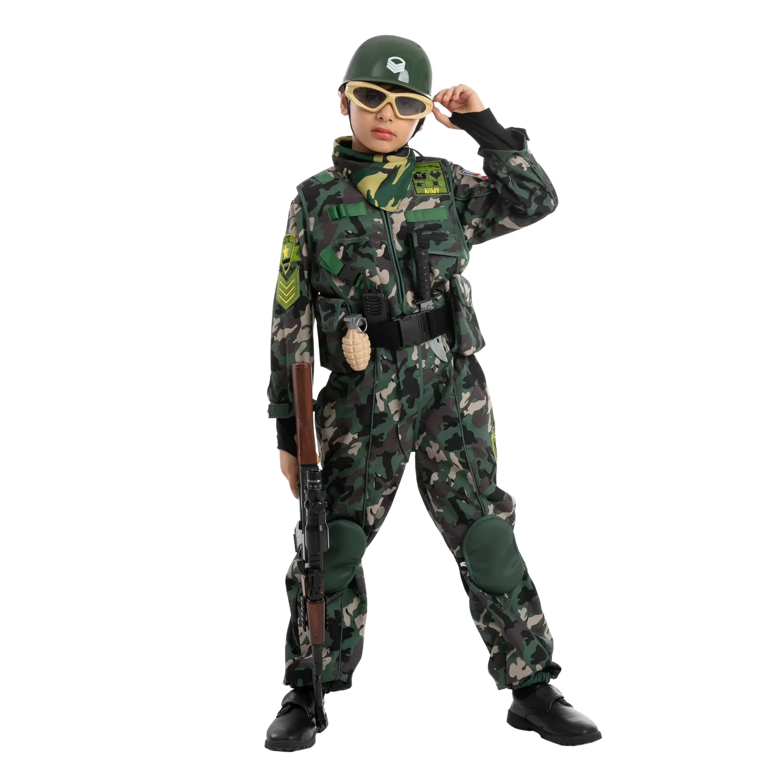 Syncfuns Camo Trooper Costume Outfit for kids, Halloween Dress Up