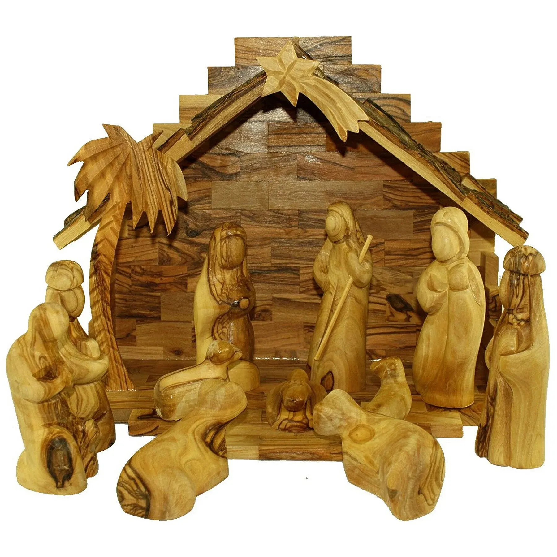 Holy Land Market Olive Wood Nativity Set- Modern Style