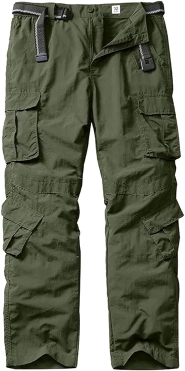 linlon Men's Outdoor Casual Quick Drying Lightweight Hiking Cargo Pants with 8 Pockets