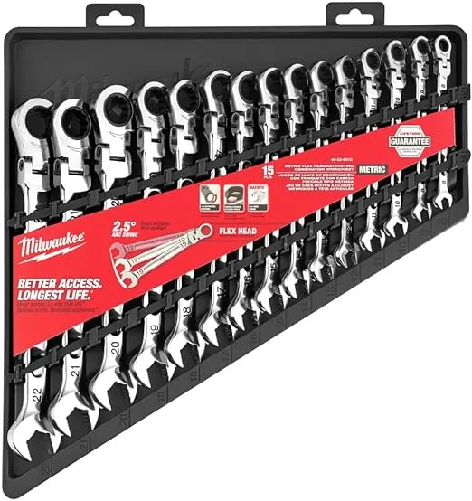 Milwaukee 48-22-9513 15pc Flex Head Ratcheting Combination Wrench Set - Metric