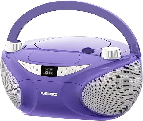 Portable Top Loading CD Boombox w/AM/FM Stereo Radio &amp;Bluetooth Wireless Purple