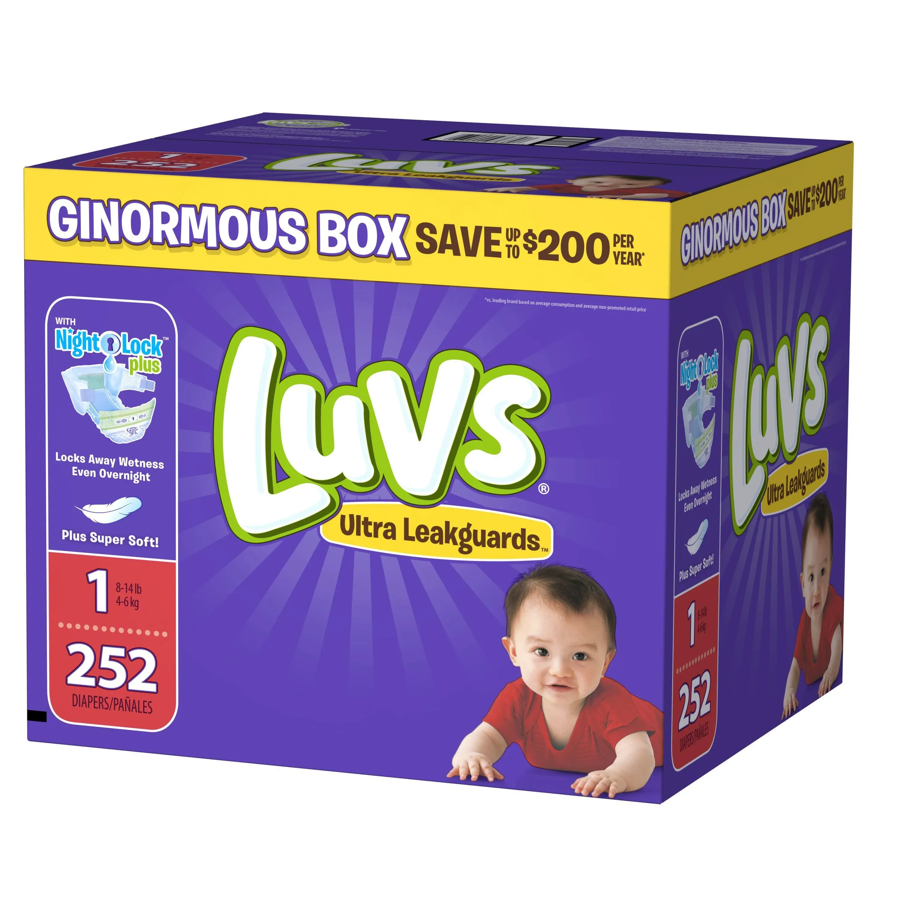 Luvs Diapers,Size 1 (8-14 lb), 252 Count