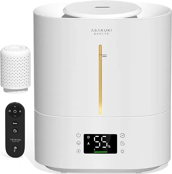 ASAKUKI 4L Ultrasonic Cool Mist Humidifier for Bedroom, 1.06Gal