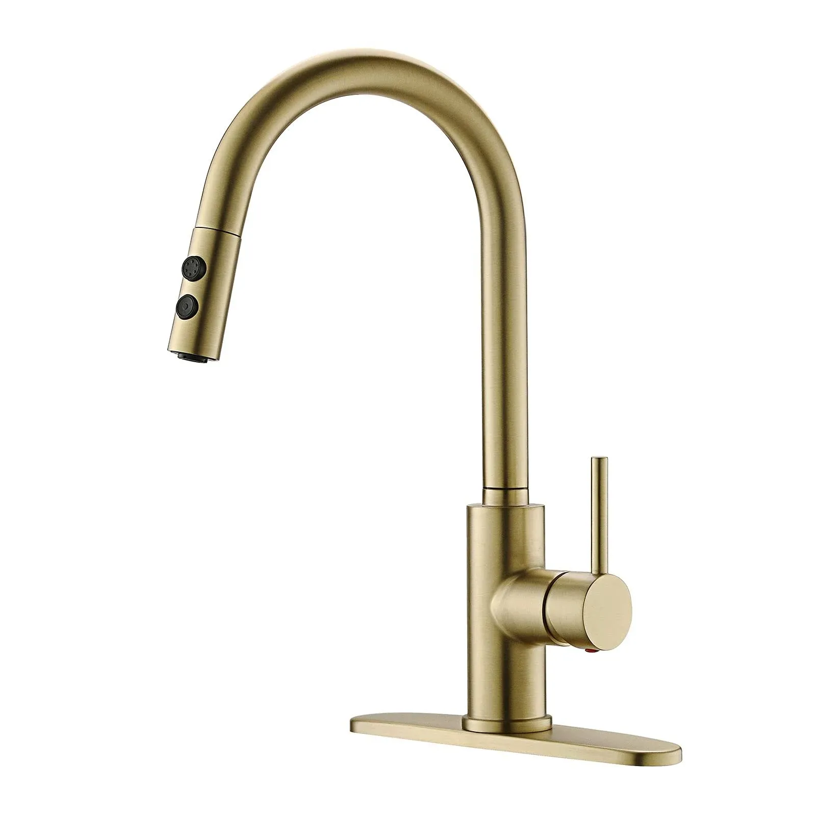 RULIA Kitchen Faucet, Kitchen Sink Faucet, Sink Faucet, Pull-Down Kitchen Faucets, Bar Kitchen Faucet, Brushed Brass, Metal Spray Head, RB1068