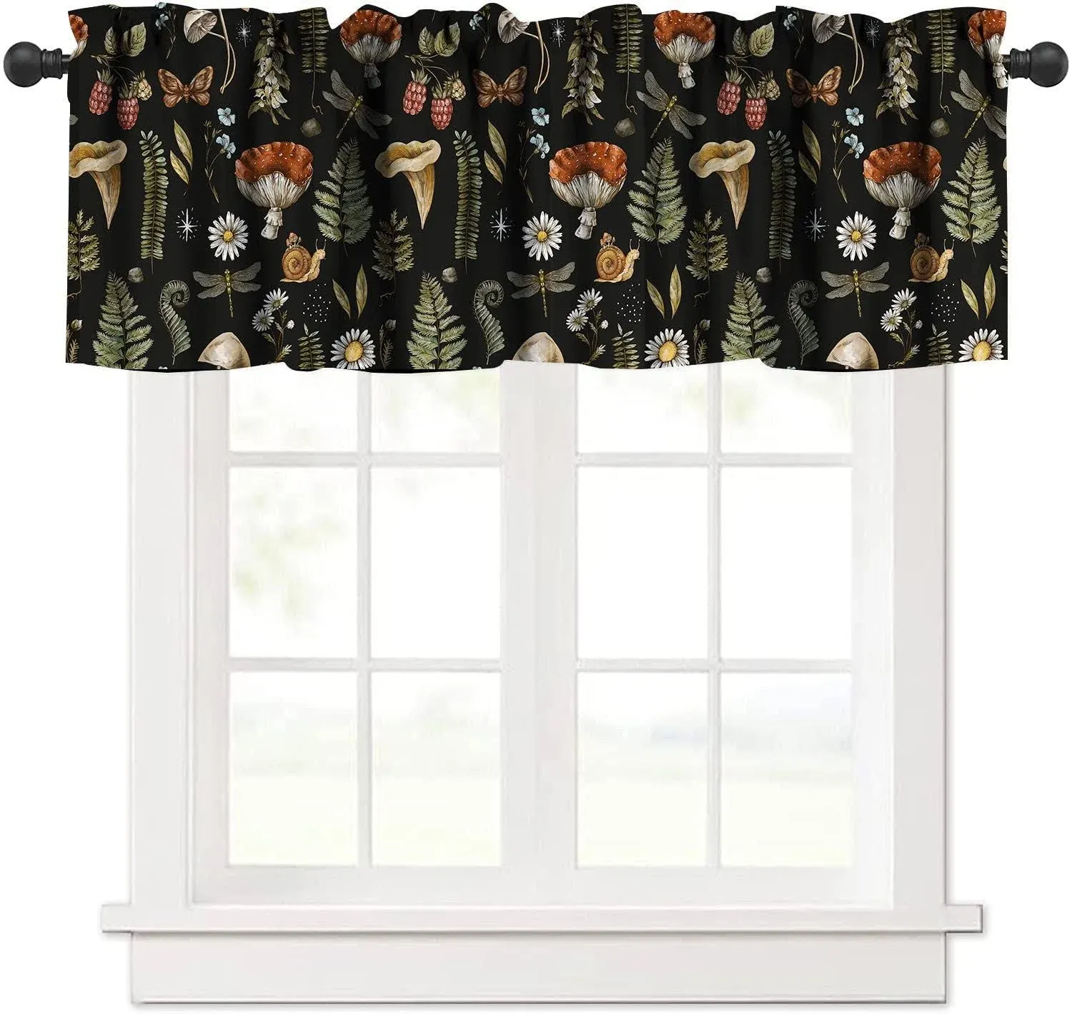 Mushroom Window Valancevintage Woodland Vanilla Print Decorative Curtains Valanc