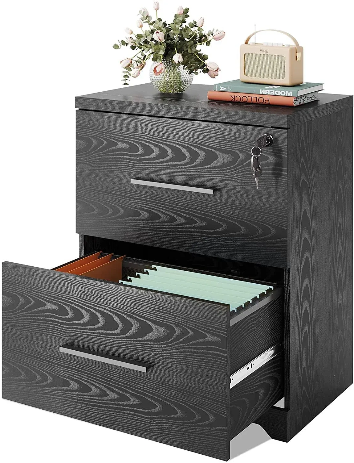 Devaise 2-Drawer Wood Lateral File Cabinet with Lock for Home Office