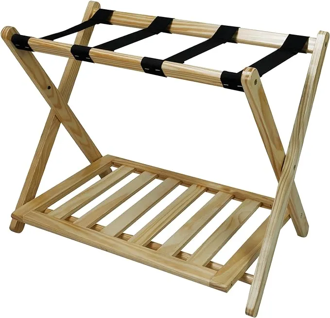 Casual Home Luggage Rack with Shelf - Natural