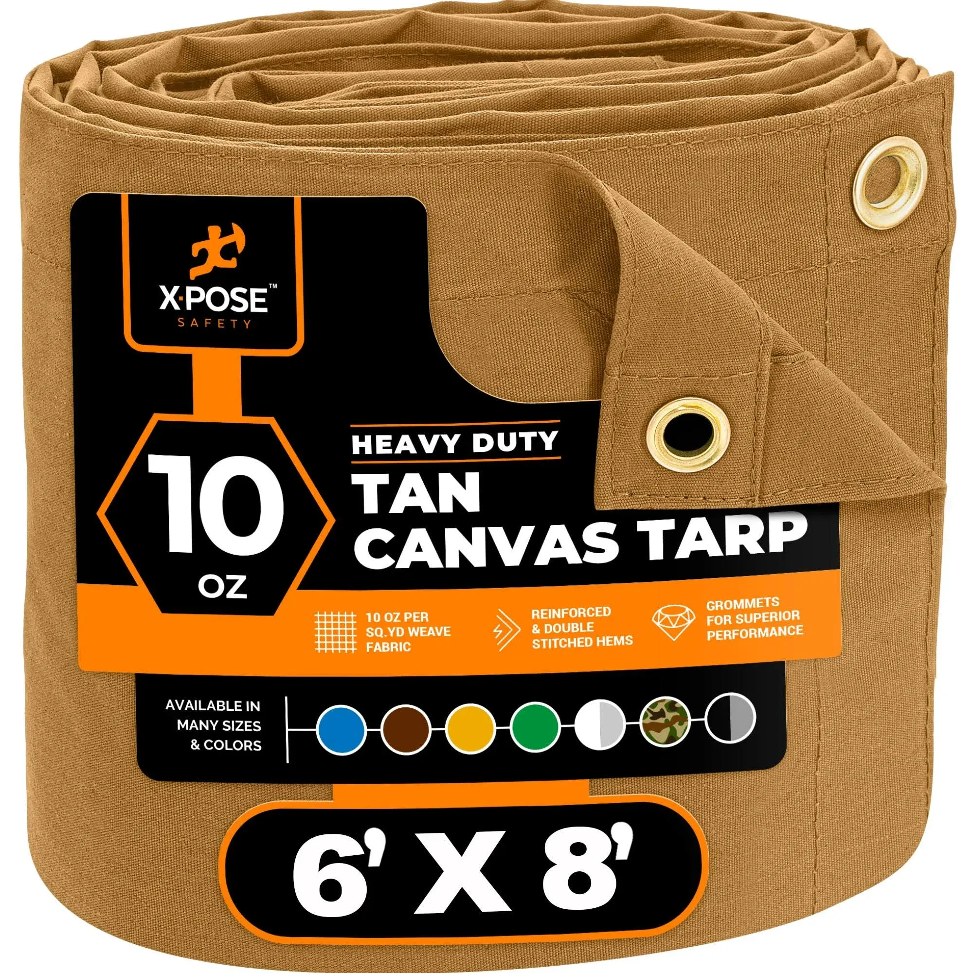 Xpose Safety Canvas Tarp 10oz Canvas Tarps Heavy Duty Water Resistant with Brass Grommets