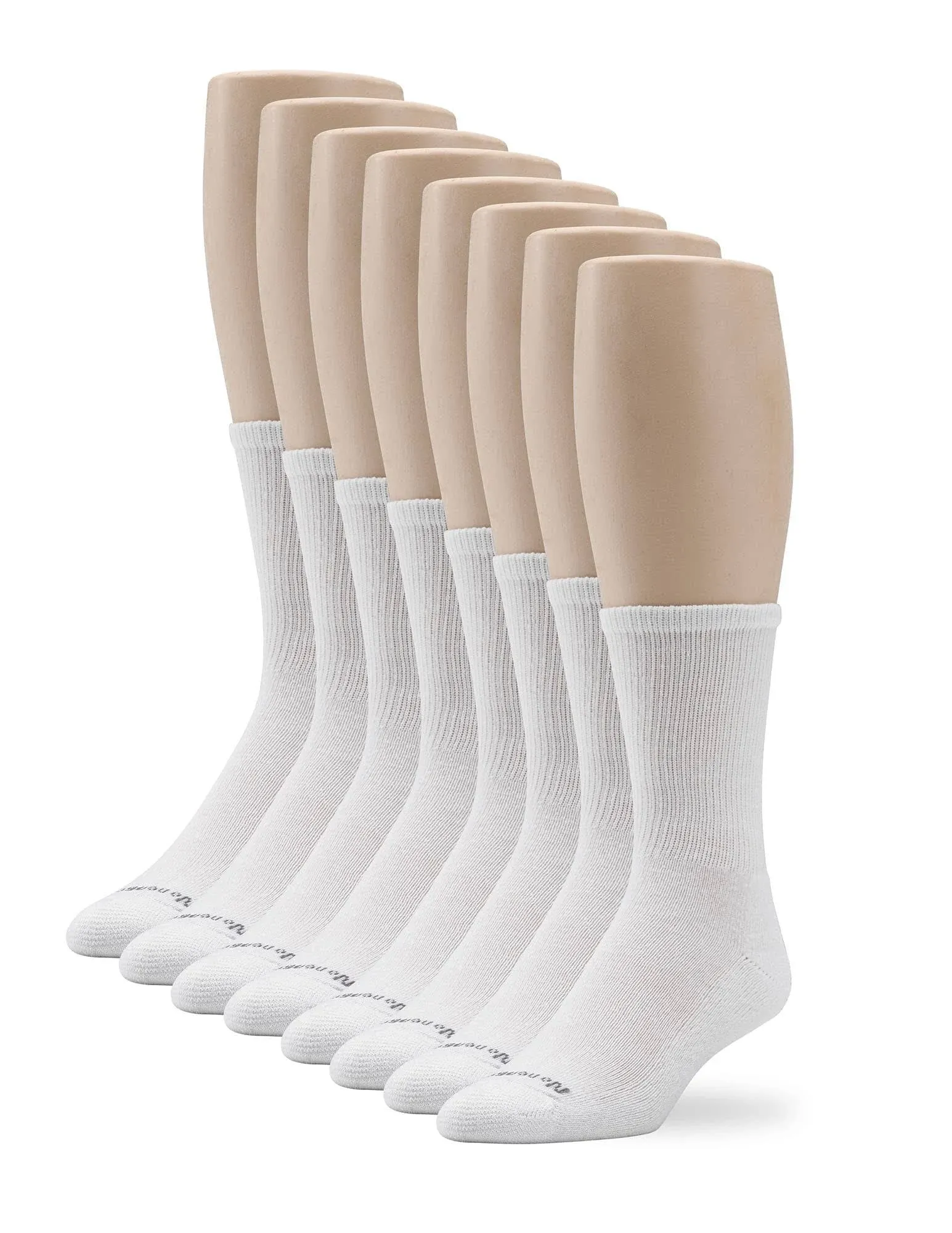 No Nonsense Women's Cushion Crew Socks, 8 Pair Pack, White