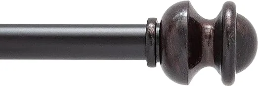 Kenney KN71617 Kendall Knob End Standard Decorative Window Curtain Rod, 28-48" Adjustable Length, Antique Rust Finish, 5/8" Diameter Steel Tube