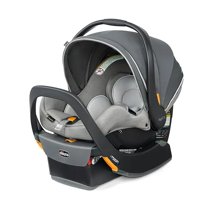 Siège d’auto et base pour bébé Chicco KeyFit 35 Zip ClearTex - Orienté vers l’arrière pour les bébés de 4 à 35 lb, avec support de la tête et du corps, bouclier zippé, compatible avec les poussettes Chicco