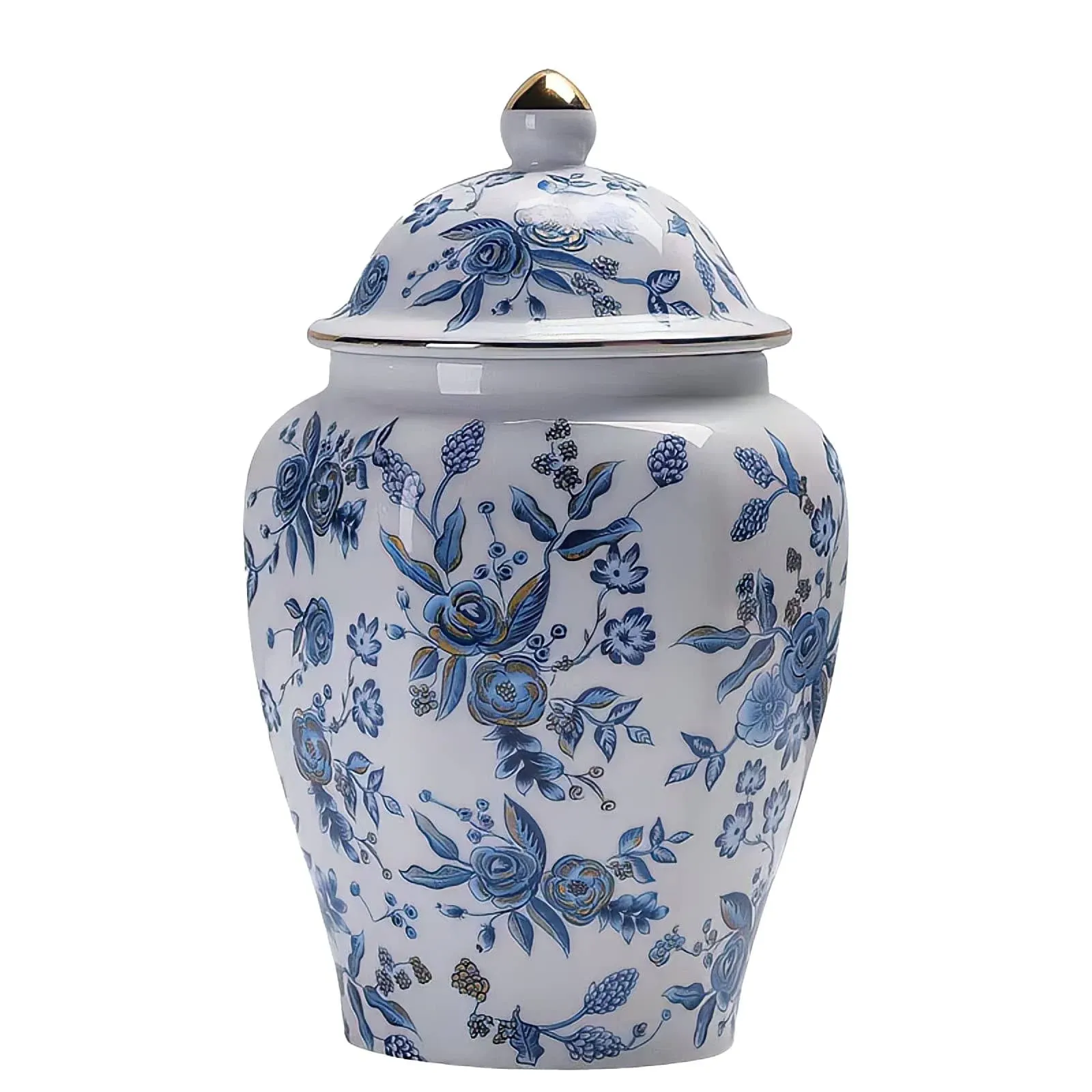 Rose Medium Urn for Female - Ceramic KeepsakeUrn for Human Ashes Blue Rose