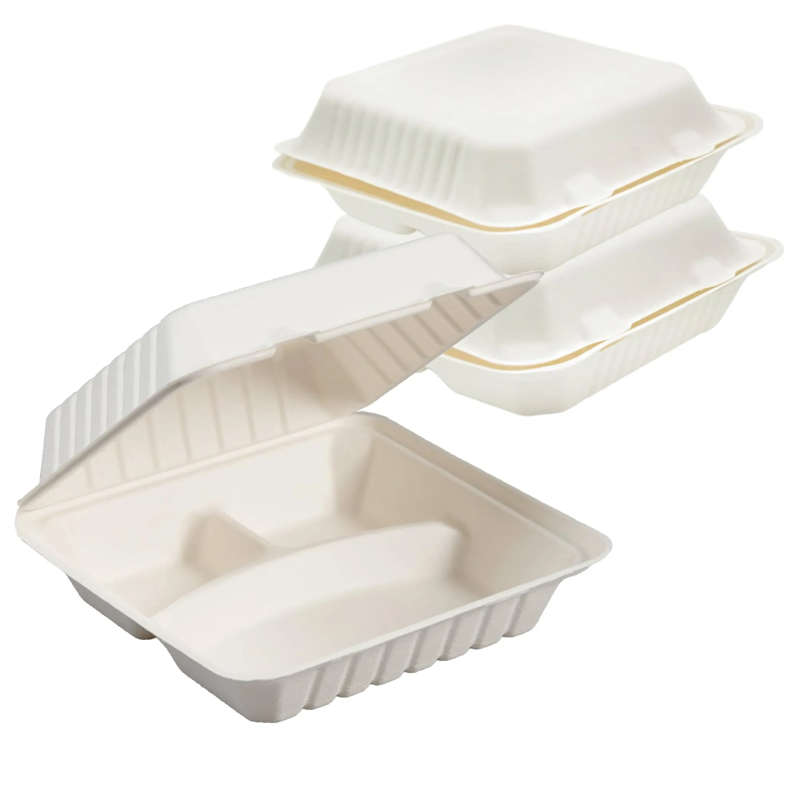 Perfectware 100% Compostable 3 Comp Take Out Food Containers 9X9X 3. 200 ...