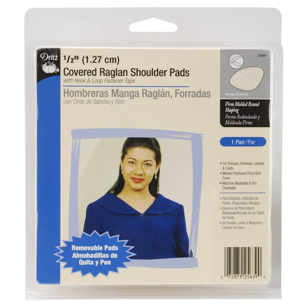 Dritz 1/2&quot; Covered Raglan Shoulder Pads, 1 Pair, Beige