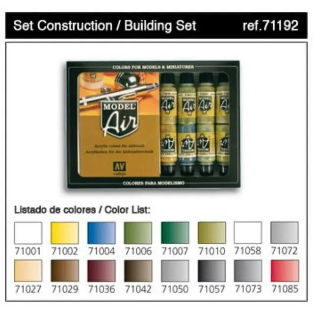 Vallejo Watercolor Building Set Model Air Paint, 17ml (Pack of 16)