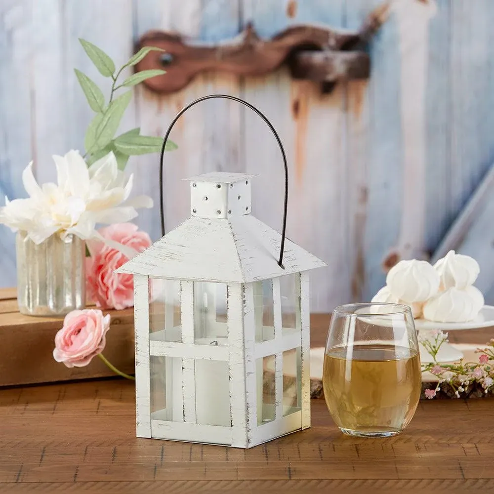 Kate Aspen Vintage White Distressed Lantern