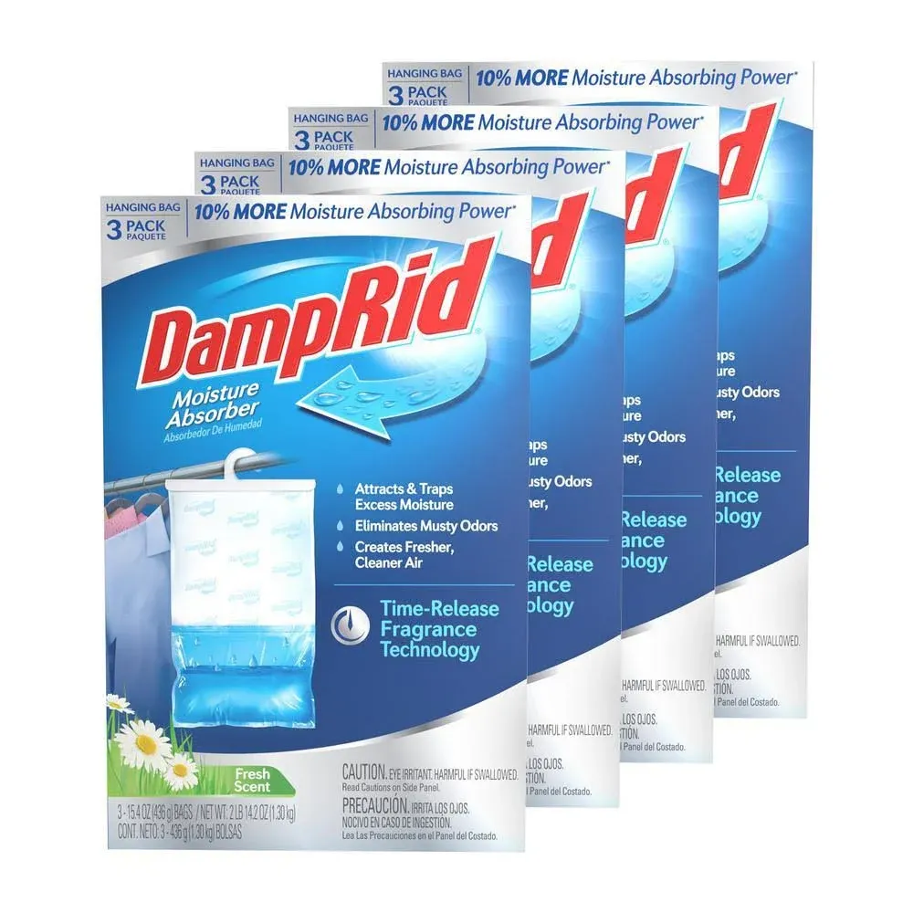 Damprid 15.4 Oz Hanging Moisture Absorber,Fragr<wbr/>ance Free Pack of 3,