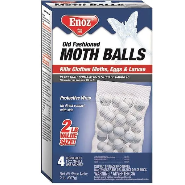 Enoz Old Fashioned Moth Balls, 32 oz, 4 Single Use 8 oz Packets