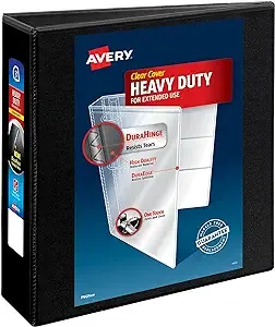 Avery Heavy-Duty Non Stick View Binder w/Slant Rings, 3" Cap, Black