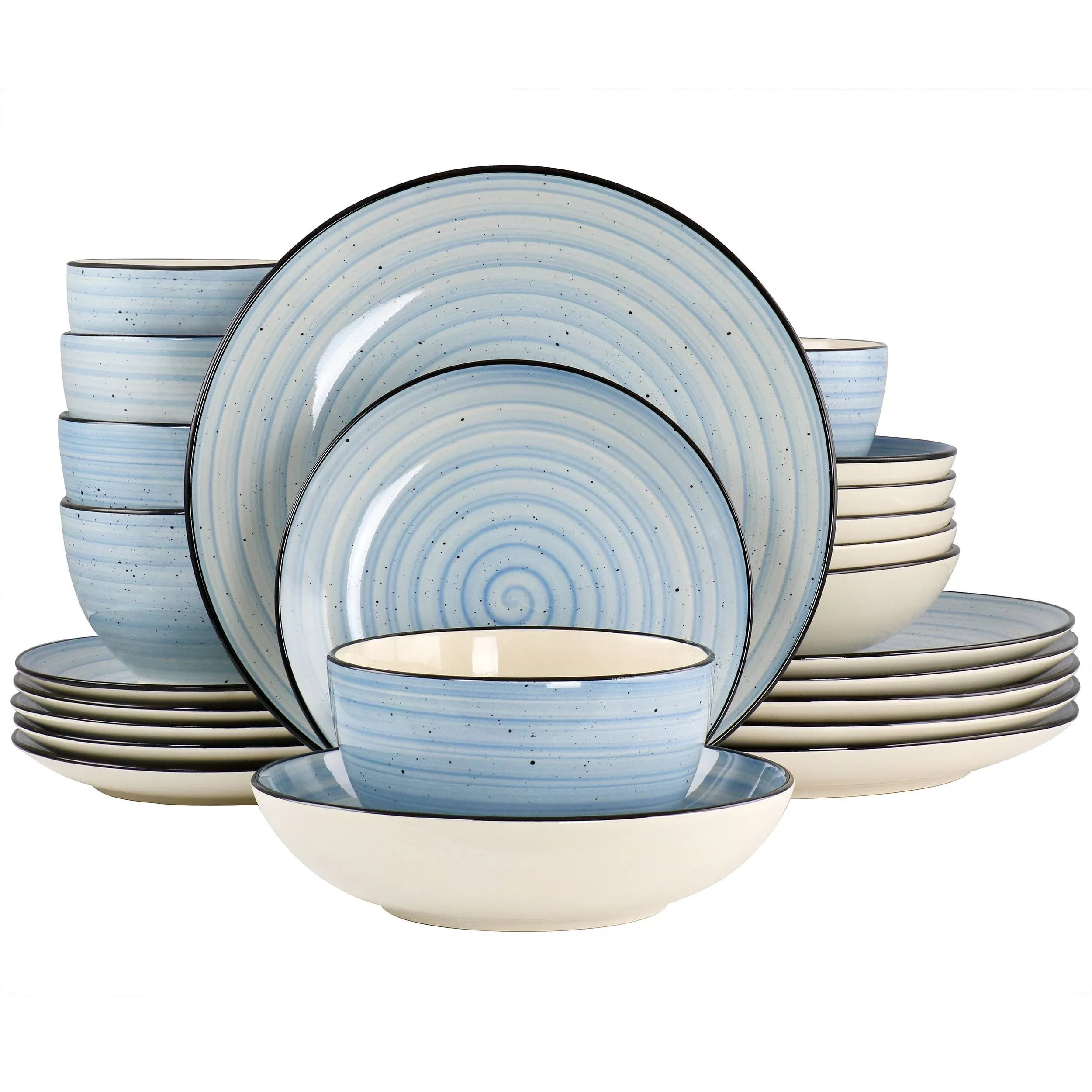 Elama Gia 24 Piece Round Stoneware Dinnerware Set