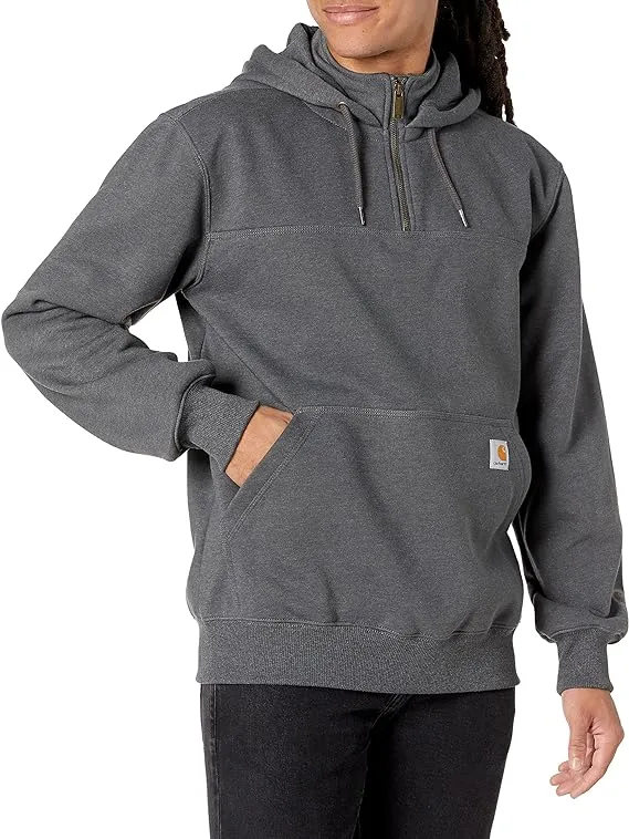 Carhartt Men's Black Rain Defender Paxton Heavyweight Hooded Zip Mock Sweatshirt