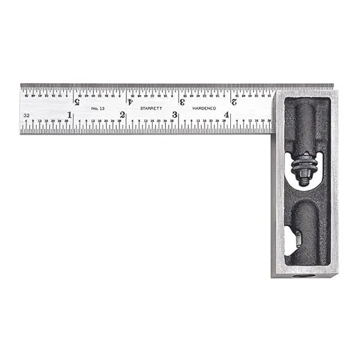 Starrett Steel Inch Reading Double Square with Hardened Graduated Blade