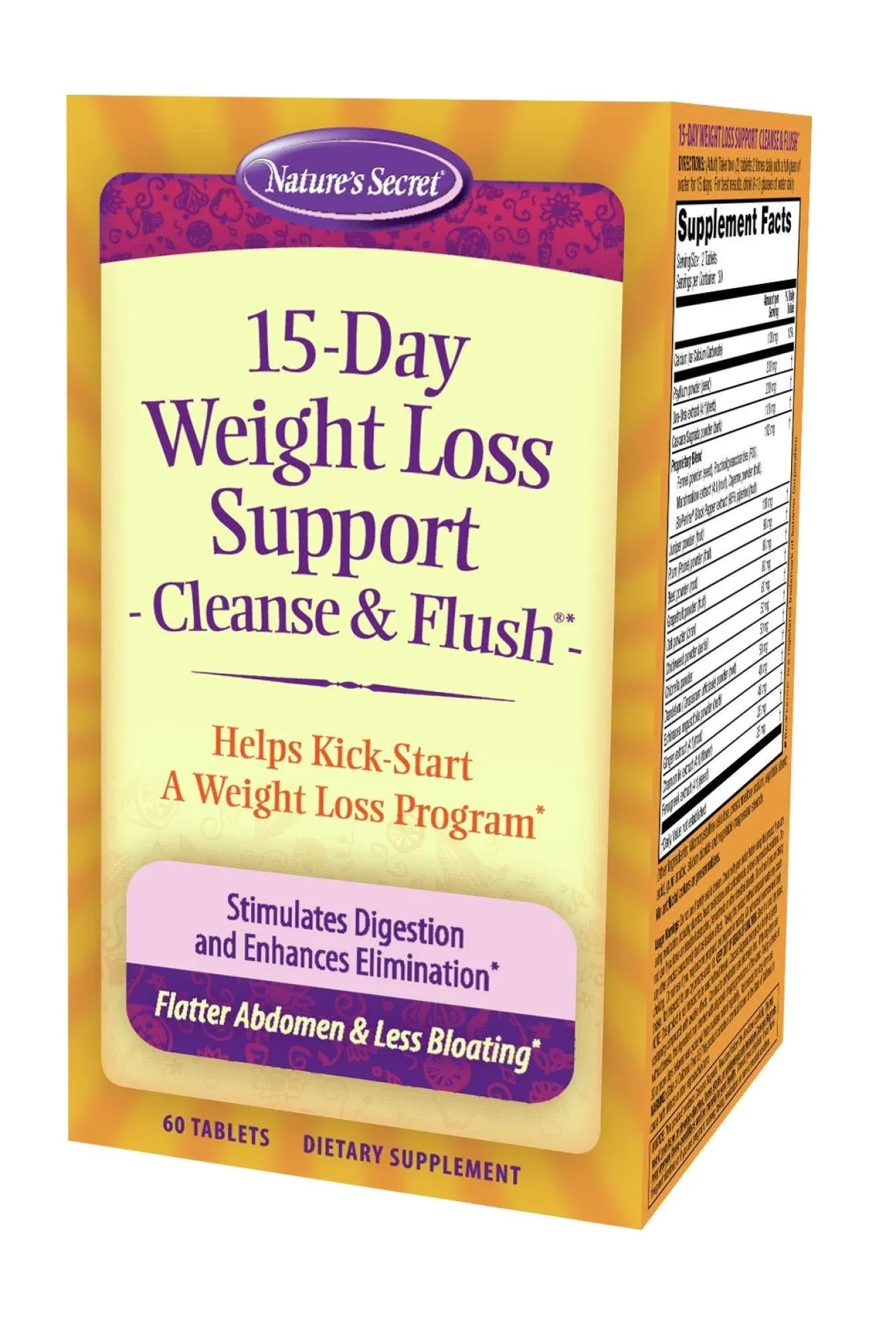 Nature's Secret 15-Day Weight Loss Support & Natural Energy Boost - Cleanse & Flush Stimulates Digestion, Enhances Toxin Elimination & Reduced Bloating with Healing Herbs & Probiotics - 60 Tablets