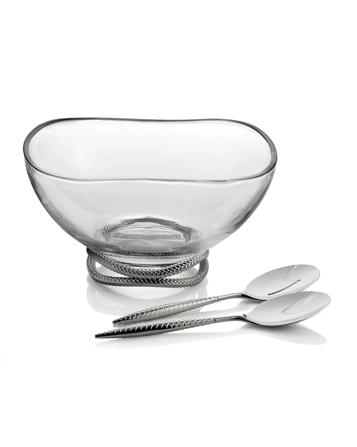 Braid Glass Salad Bowl with Servers