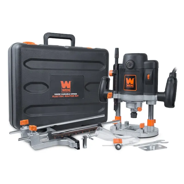 Wen RT6033 15-Amp Variable Speed Plunge Woodworking Router Kit with Carrying Case & Edge Guide