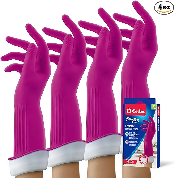 Playtex Living Reuseable Rubber Cleaning Gloves, Medium 2 Pairs [Packaging And Color May Vary]