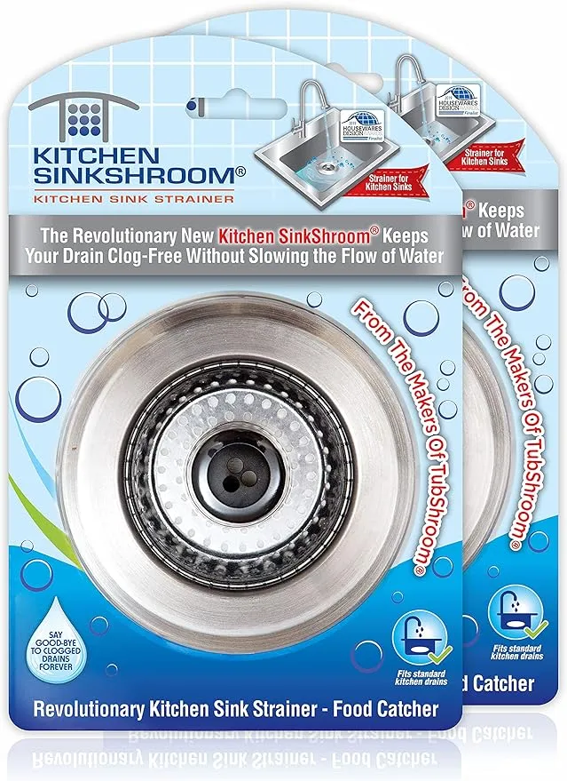 Kitchen SinkShroom Revolutionary Clog-Free Stainless Steel Sink Strainer, Chrome gray