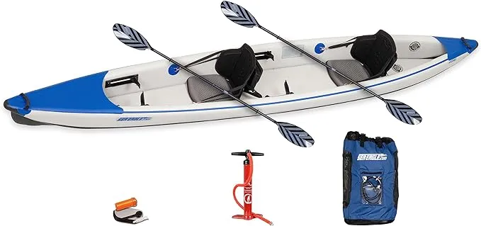 Sea Eagle RazorLite Inflatable Kayak - Lightweight, Drop Stitch, High Speed Inflatable Kayak for Touring - Solo or Tandem - with Tall Back Seat(s), Paddle(s), Backpack, Skeg and Pump