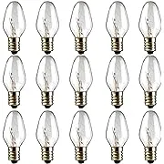 Salt Lamp Bulbs - 15 Watt Light Bulbs for Scentsy Wax Warmer - C7 Replacement Bulbs for Plug in Wax Diffuser- Warmwhite - Dimmable,15 Packs