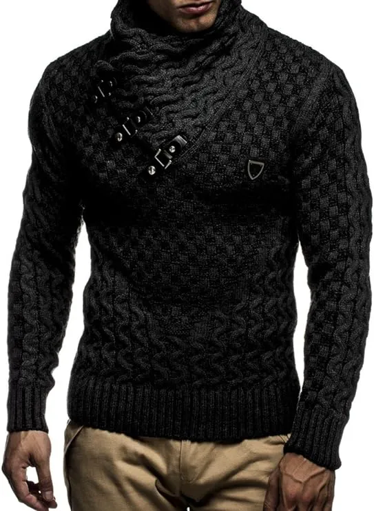 Leif Nelson Men’s Knitted Pullover | Long-sleeved slim fit shirt | Basic sweatsh