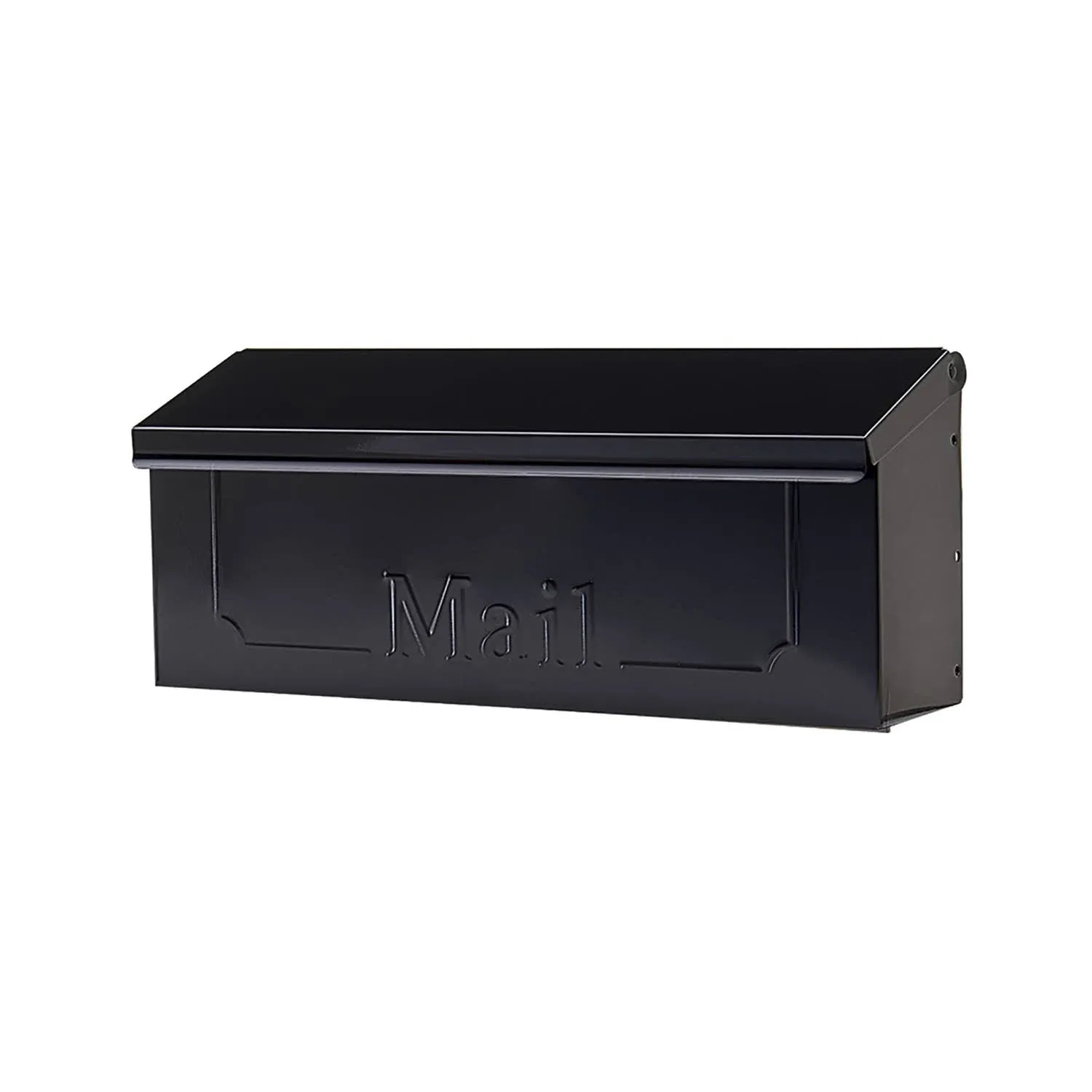 Townhouse Wall-Mount Mailbox, Small Horizontal, Black Steel