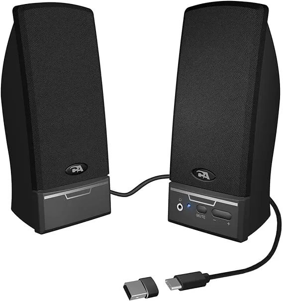 Cyber Acoustics USB 2.0 Speaker (CA-2014USB)  - USB Powered 2.0 Desktop Computer Speakers, USB-C or USB-A Compatible